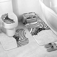 Black White Polynesia Tropical Flowers Bathroom Set