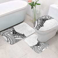 Black White Polynesia Tropical Flowers Bathroom Set