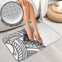 Black White Polynesia Tropical Flowers Bathroom Set
