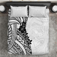 Black White Polynesia Tropical Flowers Bedding Set