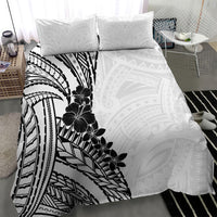 Black White Polynesia Tropical Flowers Bedding Set