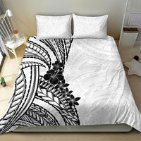 Black White Polynesia Tropical Flowers Bedding Set