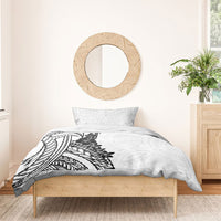 Black White Polynesia Tropical Flowers Bedding Set