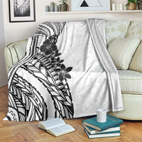 Black White Polynesia Tropical Flowers Blanket LT14 White - Polynesian Pride