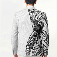 Black White Polynesia Tropical Flowers Blazer LT14 - Polynesian Pride