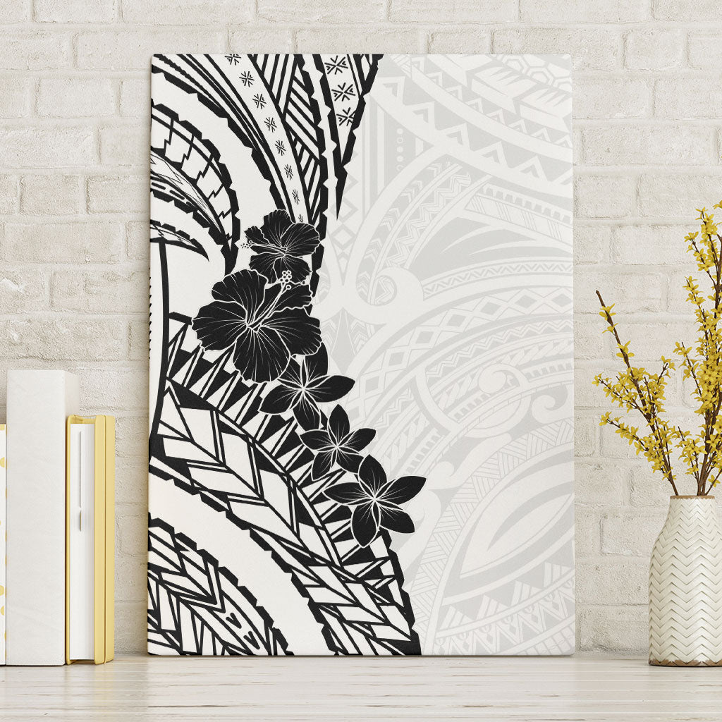 Black White Polynesia Tropical Flowers Canvas Wall Art LT14 Without Frame White - Polynesian Pride