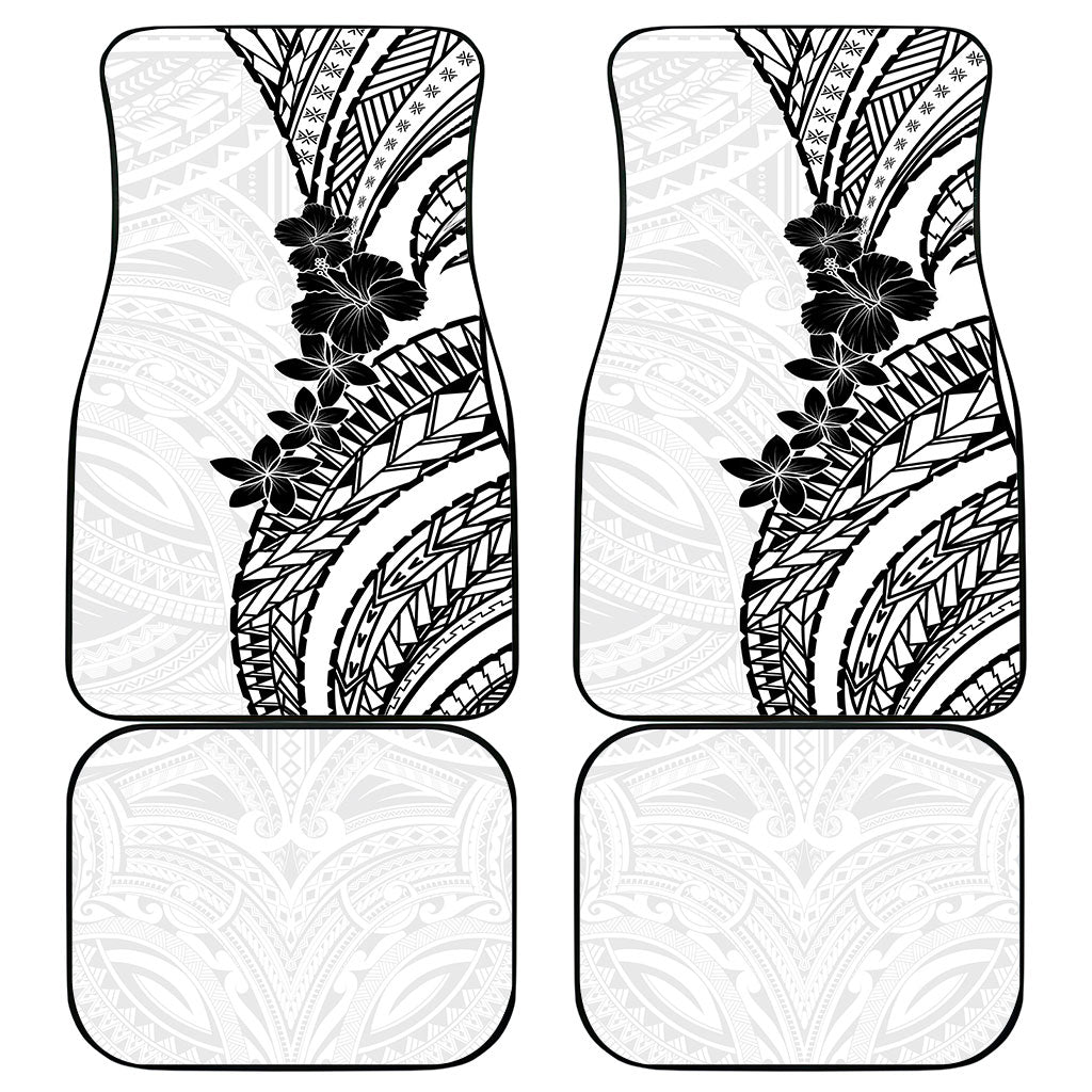 Black White Polynesia Tropical Flowers Car Mats LT14 - Polynesian Pride