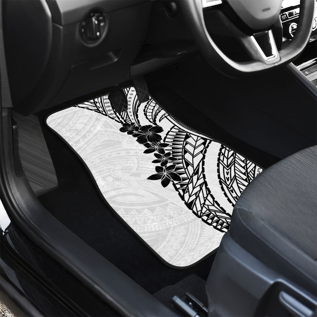 Black White Polynesia Tropical Flowers Car Mats LT14 - Polynesian Pride