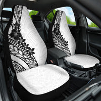Black White Polynesia Tropical Flowers Car Seat Cover