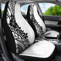 Black White Polynesia Tropical Flowers Car Seat Cover