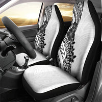 Black White Polynesia Tropical Flowers Car Seat Cover