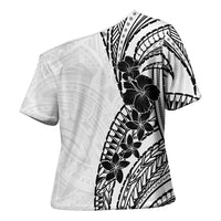 Black White Polynesia Tropical Flowers Cross Shoulder Shirt LT14 - Polynesian Pride