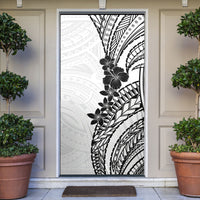 Black White Polynesia Tropical Flowers Door Cover LT14 White - Polynesian Pride