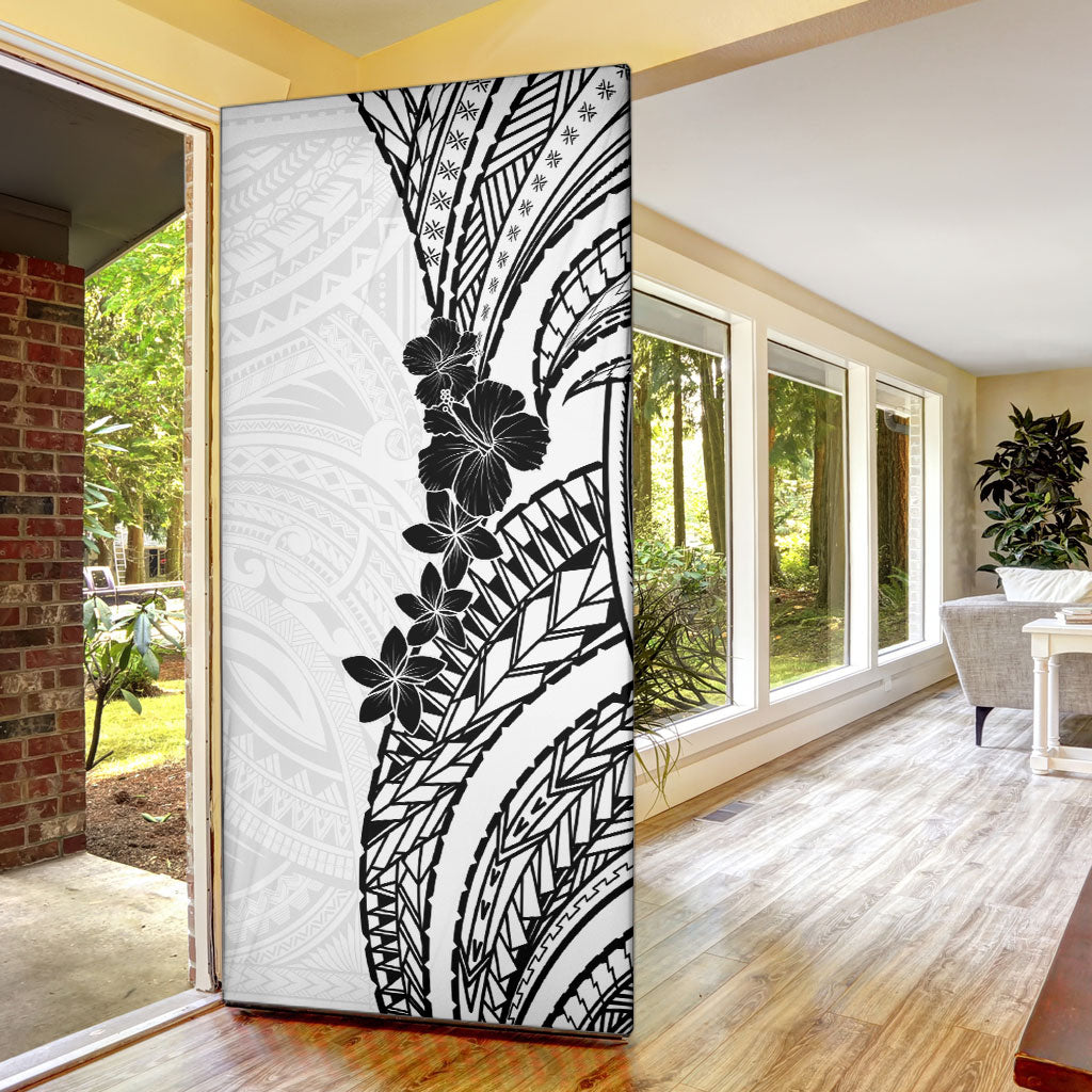 Black White Polynesia Tropical Flowers Door Cover LT14 - Polynesian Pride