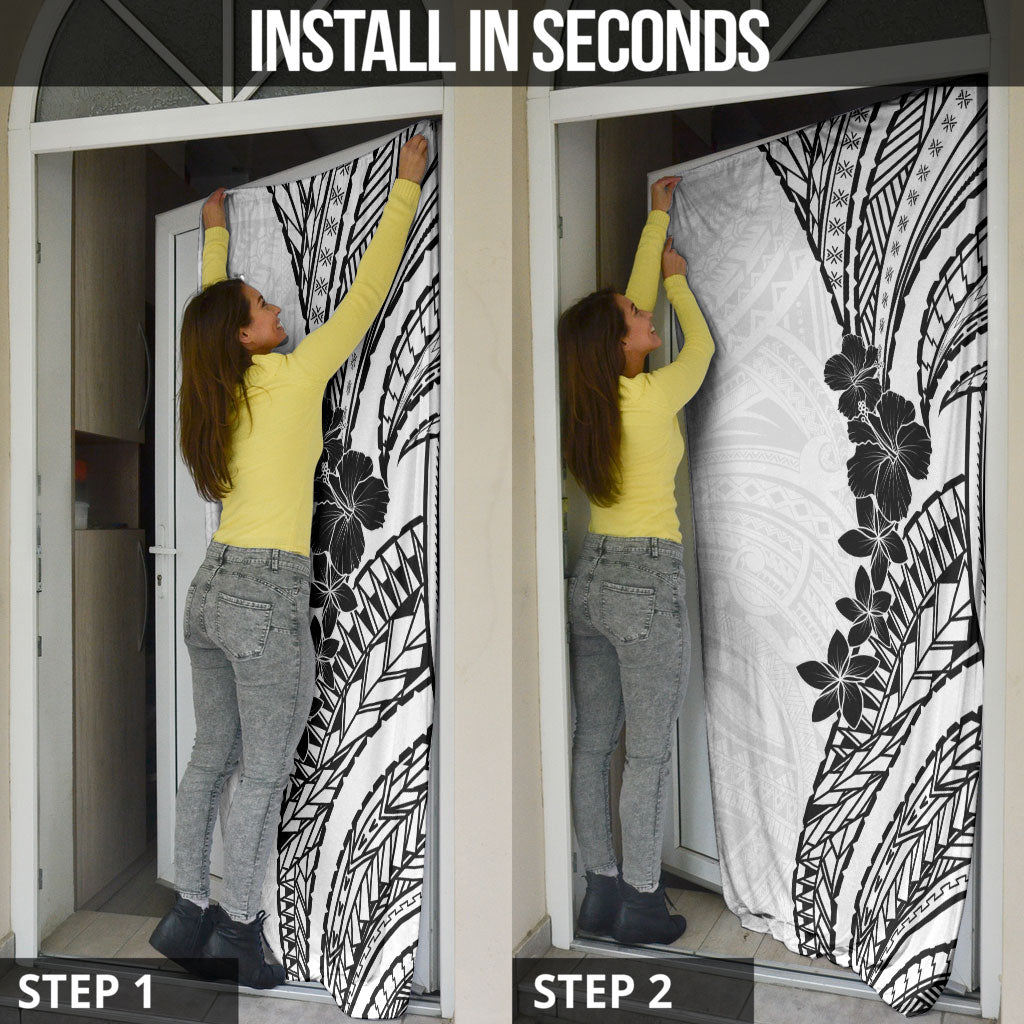 Black White Polynesia Tropical Flowers Door Cover LT14 - Polynesian Pride