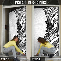 Black White Polynesia Tropical Flowers Door Cover LT14 - Polynesian Pride