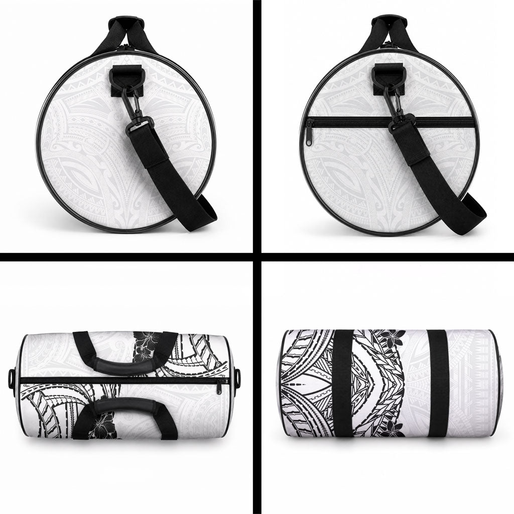 Black White Polynesia Tropical Flowers Duffle Bag LT14 - Polynesian Pride