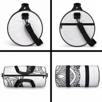 Black White Polynesia Tropical Flowers Duffle Bag LT14 - Polynesian Pride