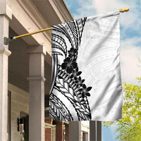 Black White Polynesia Tropical Flowers Garden Flag LT14 House Flag White - Polynesian Pride