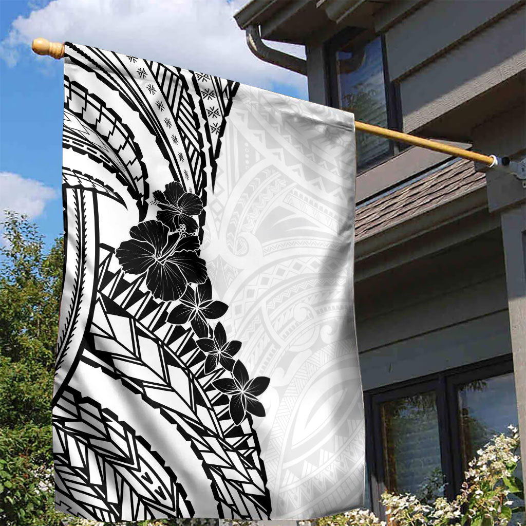 Black White Polynesia Tropical Flowers Garden Flag LT14 - Polynesian Pride