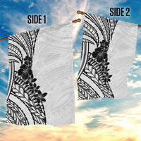 Black White Polynesia Tropical Flowers Garden Flag LT14 - Polynesian Pride