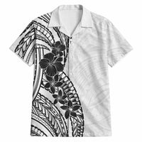 Black White Polynesia Tropical Flowers Hawaiian Shirt LT14 White - Polynesian Pride