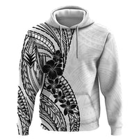 Black White Polynesia Tropical Flowers Hoodie