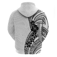 Black White Polynesia Tropical Flowers Hoodie