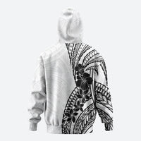 Black White Polynesia Tropical Flowers Hoodie