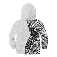 Black White Polynesia Tropical Flowers Kid Hoodie LT14 - Polynesian Pride