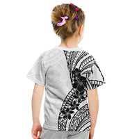 Black White Polynesia Tropical Flowers Kid T Shirt LT14 - Polynesian Pride
