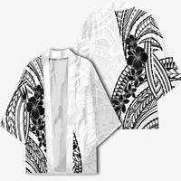 Black White Polynesia Tropical Flowers Kimono LT14 - Polynesian Pride