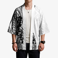 Black White Polynesia Tropical Flowers Kimono LT14 - Polynesian Pride
