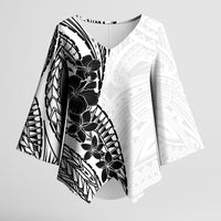 Black White Polynesia Tropical Flowers Kimono Sleeve Blouse LT14 Female White - Polynesian Pride
