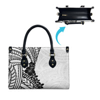 Black White Polynesia Tropical Flowers Leather Bag LT14 - Polynesian Pride