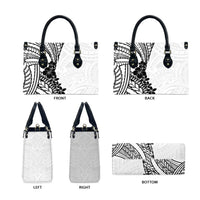 Black White Polynesia Tropical Flowers Leather Bag LT14 - Polynesian Pride