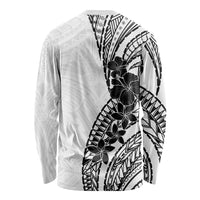 Black White Polynesia Tropical Flowers Long Sleeve Shirt LT14 - Polynesian Pride