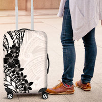 Black White Polynesia Tropical Flowers Luggage Cover LT14 White - Polynesian Pride