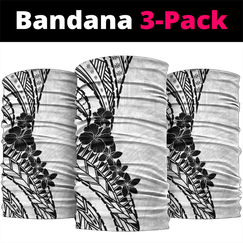 Black White Polynesia Tropical Flowers Neck Gaiter