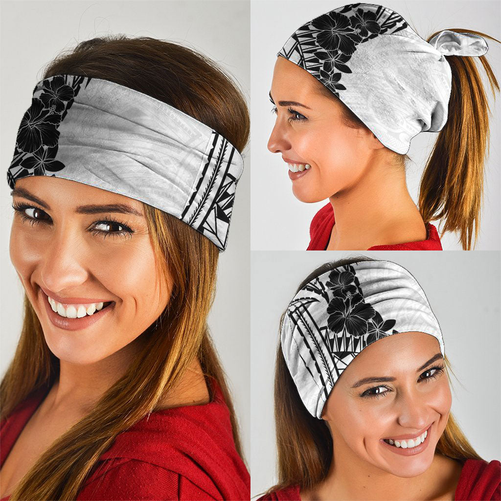Black White Polynesia Tropical Flowers Neck Gaiter