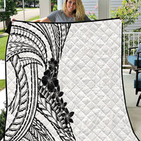 Black White Polynesia Tropical Flowers Quilt