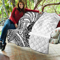 Black White Polynesia Tropical Flowers Quilt