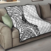 Black White Polynesia Tropical Flowers Quilt