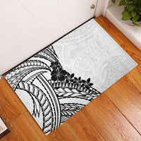 Black White Polynesia Tropical Flowers Rubber Doormat LT14 - Polynesian Pride