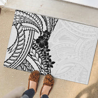 Black White Polynesia Tropical Flowers Rubber Doormat LT14 - Polynesian Pride