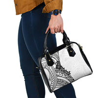 Black White Polynesia Tropical Flowers Shoulder Handbag LT14 - Polynesian Pride