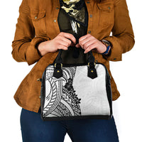 Black White Polynesia Tropical Flowers Shoulder Handbag LT14 - Polynesian Pride
