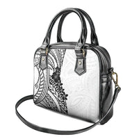 Black White Polynesia Tropical Flowers Shoulder Handbag LT14 - Polynesian Pride