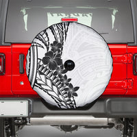 Black White Polynesia Tropical Flowers Spare Tire Cover LT14 - Polynesian Pride