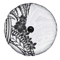 Black White Polynesia Tropical Flowers Spare Tire Cover LT14 - Polynesian Pride